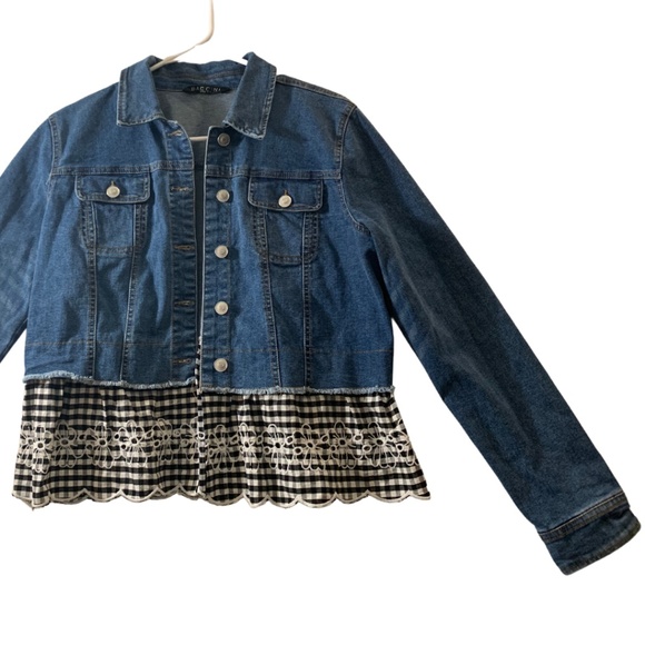 BACCINI Jean Jacket black (Bottom Border-white gingham ruffle) - Picture 2 of 5